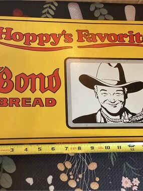 Hoppy's Favorite Bond Bread Vintage Tin Sign - Yellow & Red
